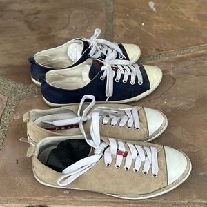 2 pairs of prada sneakers
